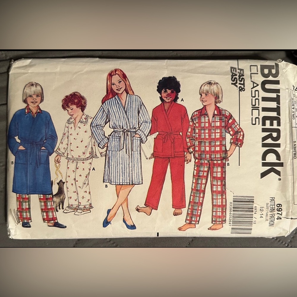 Sewing Pattern Vintage Butterick #6974 Kids Robe & Pj’s - Uncut